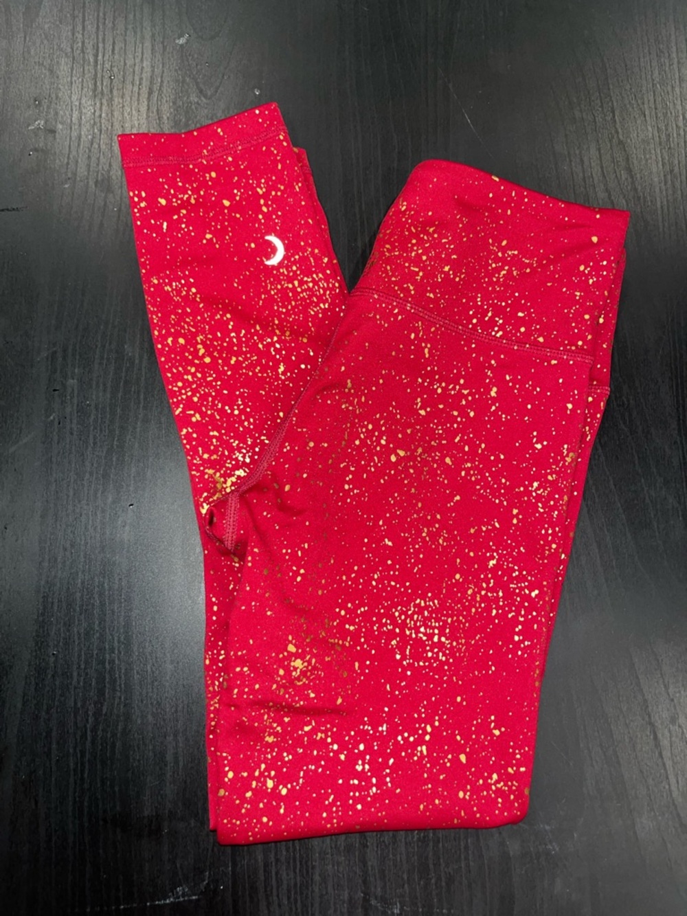 ZYIA Girls' Red Leggings with Gold Splatter